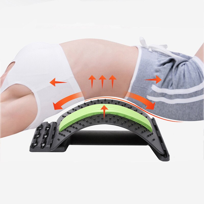 Back stretching and Massager device with lumbar Support